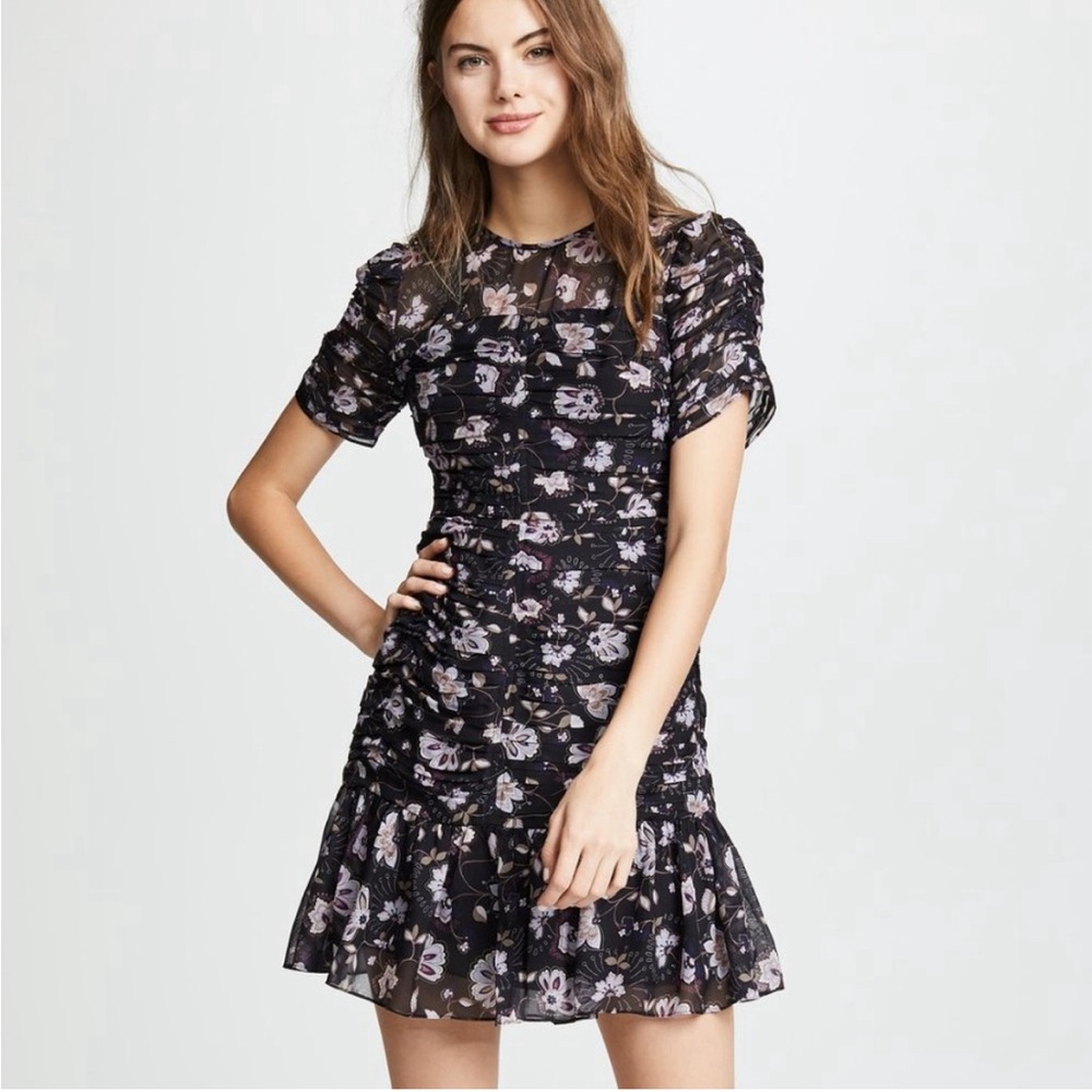 Shoshanna Kayleigh Floral Silk Rouched Dress size 12
